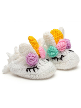 Chutput Kids Woollen Hand Knitted Unicorn Detailed Booties - White - Distacart