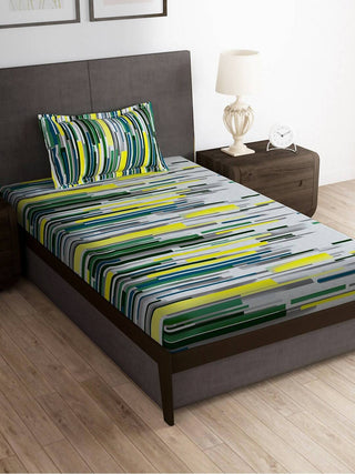 Story@home Arena White & Grey Printed 180 TC Bedsheet & Pillow Covers - Distacart