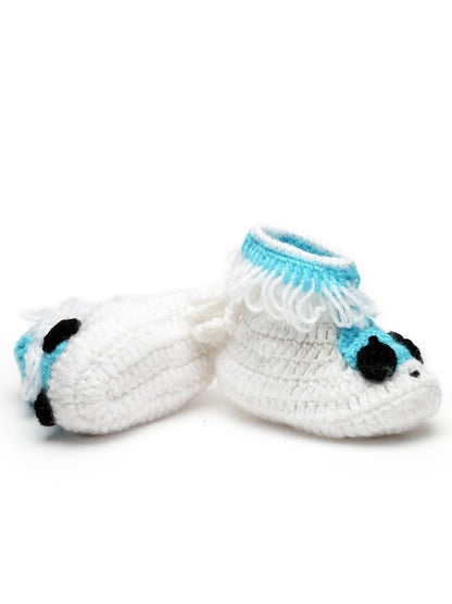 Chutput Kids Woollen Hand Knitted Self Desgin Detailed Booties - White - Distacart
