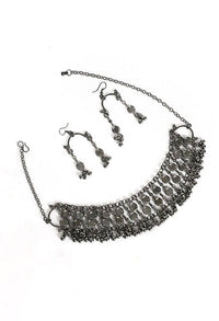 Thumbnail for Tehzeeb Creations Oxidised Black Colour Necklace And Earrings