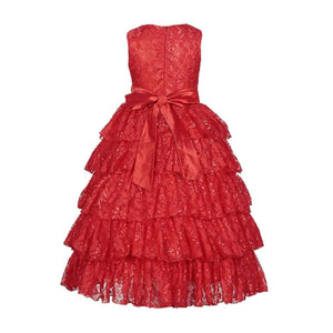 Asmaani Baby Girl's Red Colour Satin A-Line Maxi Full Length Dress (AS-DRESS_22109) - Distacart