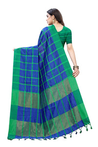 Thumbnail for Vamika Navy Cotton Silk Weaving Saree (SATURN NAVY) - Distacart