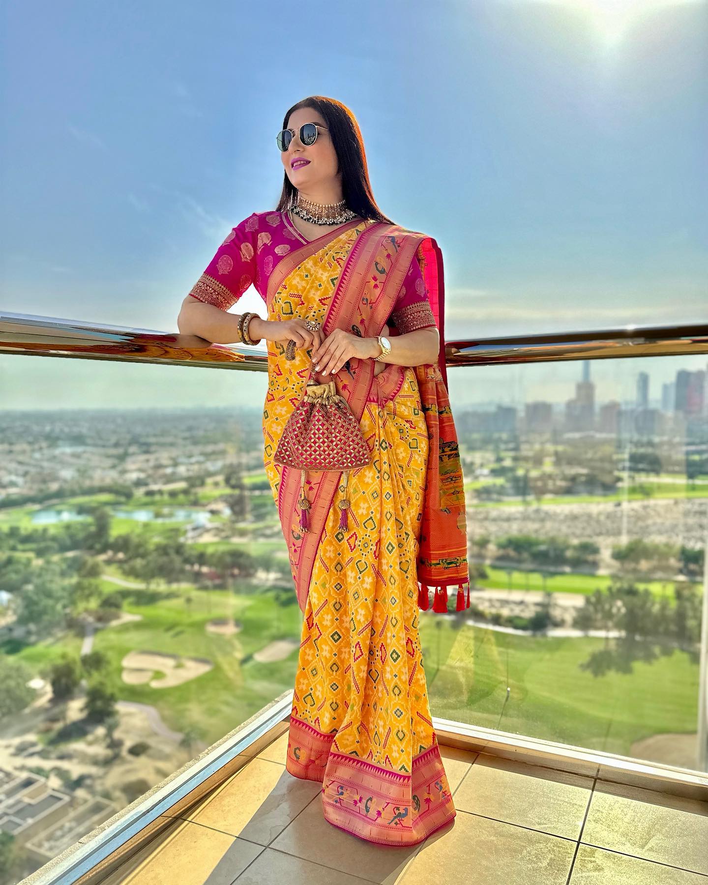 Vishnu Weaves Women's Yellow Patola Silk Meenakari Zari Woven Saree with Blouse - Distacart