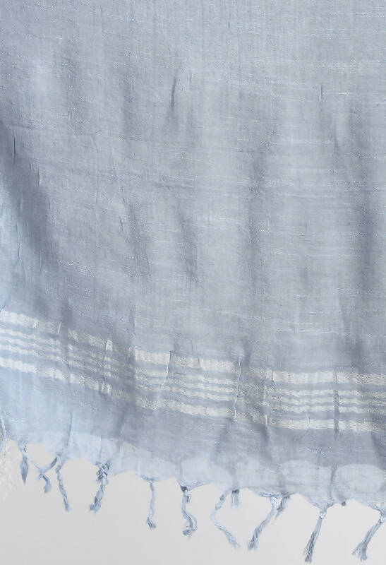 Mominos Fashion Moeza Women's Linen Cotton Silver Border Grey Dupatta - Distacart