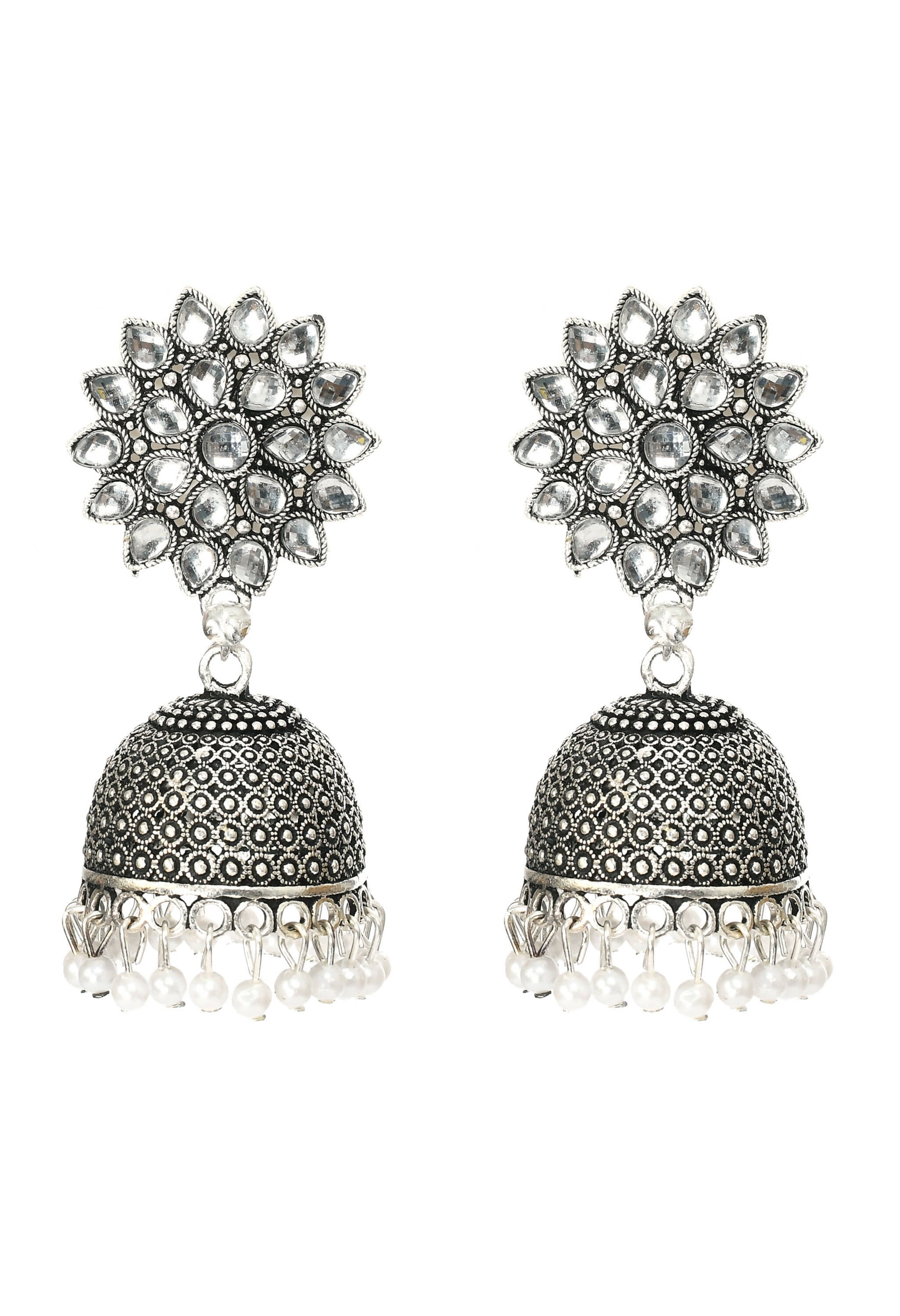 Mominos Fashion Joharkamal Kundan work Jhumka with White Beads - Distacart