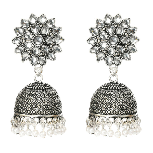 Mominos Fashion Joharkamal Kundan work Jhumka with White Beads - Distacart