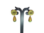 Thumbnail for Terracotta Round Earstuds With Drops-Copper And Green