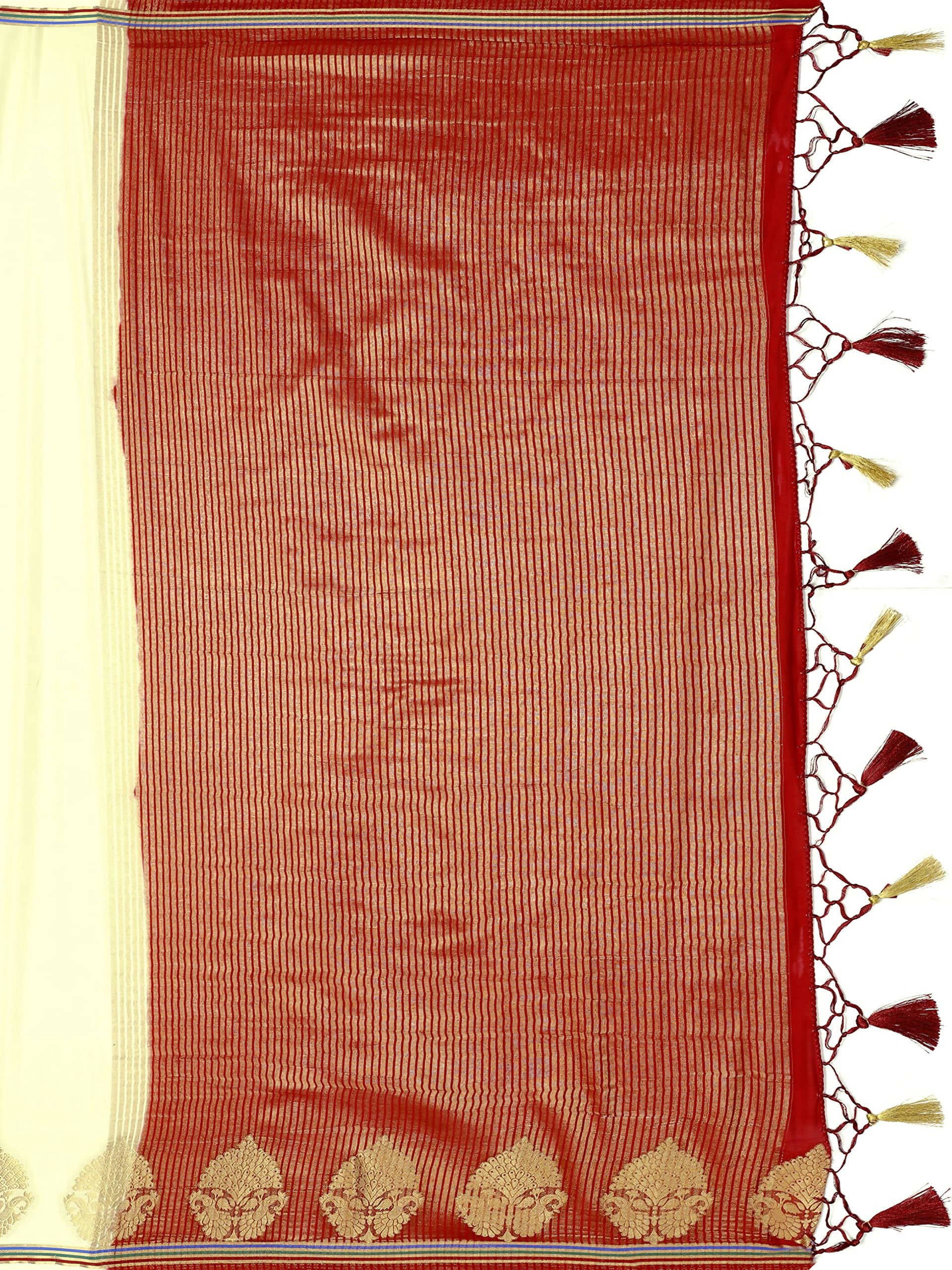 Mimosa Women's Beige Pure Crepe Saree - Distacart