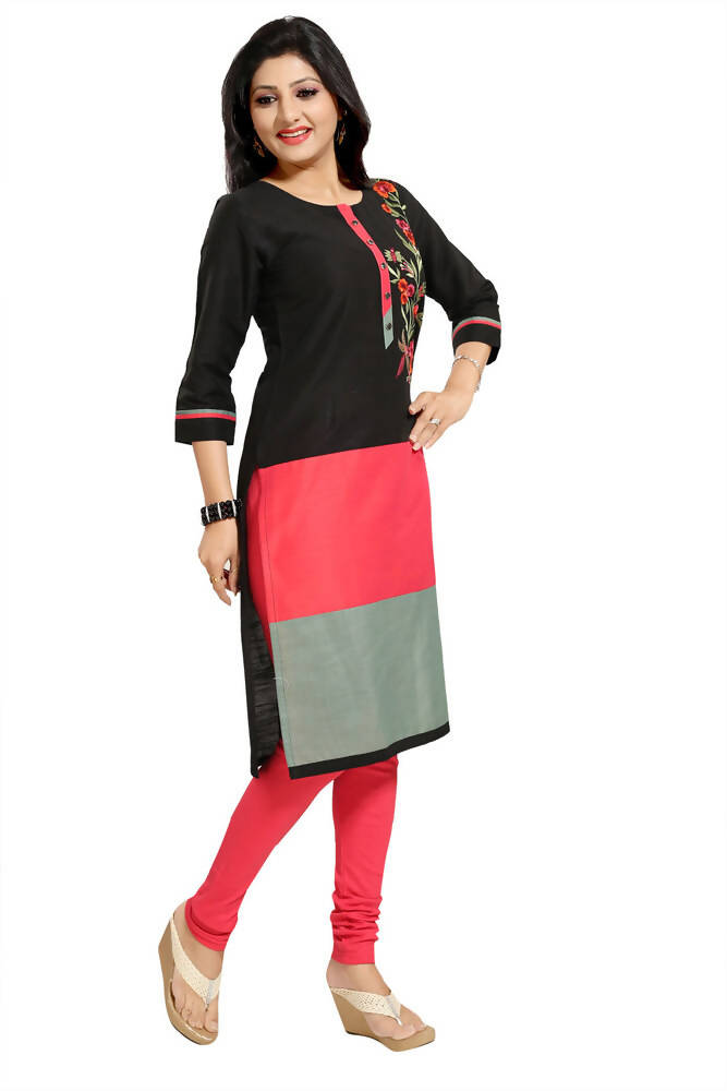 Snehal Creations Pristine Black Designer Threadwork Tunic