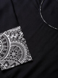Thumbnail for Wahe-NOOR Women's Black Rayon A-Line Kurti - Distacart
