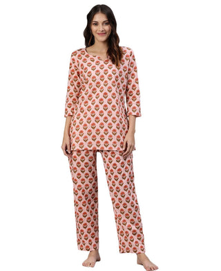 NOZ2TOZ Women's Pink Cotton Loungewear /Nightwear Set - Distacart