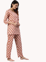 Thumbnail for Wahe-NOOR Women's Pink Cotton Loungewear /Nightwear Set - Distacart