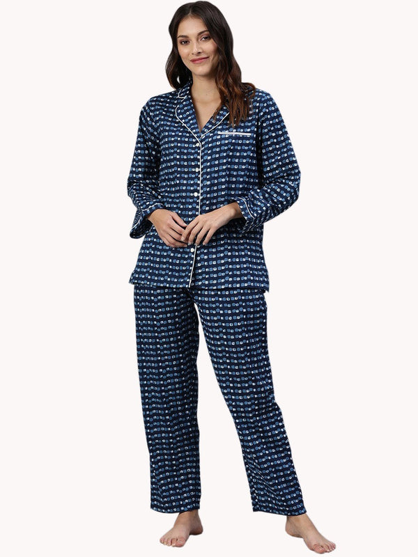 NOZ2TOZ Women's Blue Printed Nightsuit - Distacart