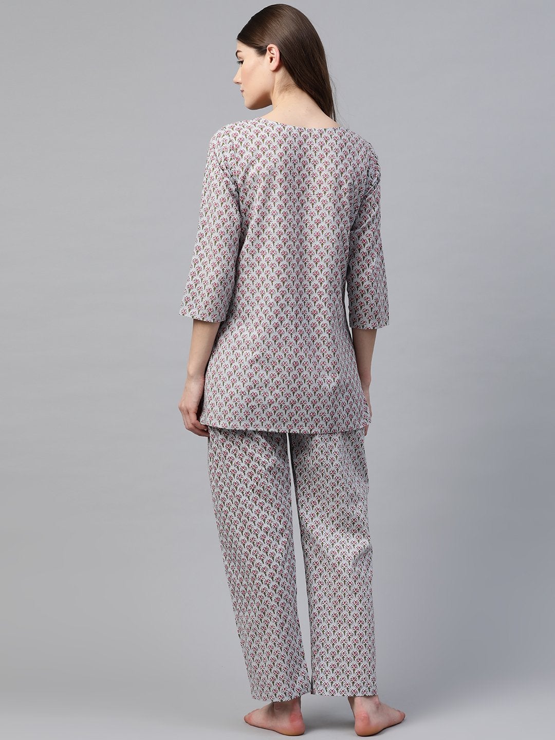 NOZ2TOZ Women's Grey Printed Loungewear/Nightwear - Distacart