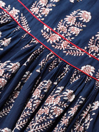 Thumbnail for NOZ2TOZ Women's Royal Blue Printed Floor Length Anarkali - Distacart