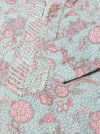 Thumbnail for Wahe-NOOR Women's Grey Pastel Floral Printed Cotton Kurta Pant Set - Distacart