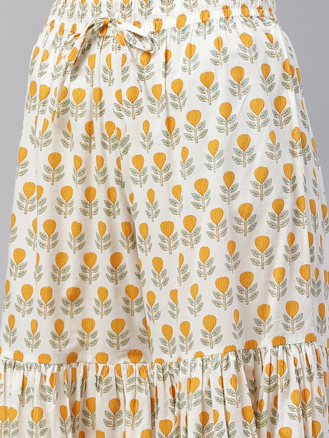 Wahe-NOOR Women's Yellow Cotton Anarkali Kurta Sharara Set With Dupatta - Distacart
