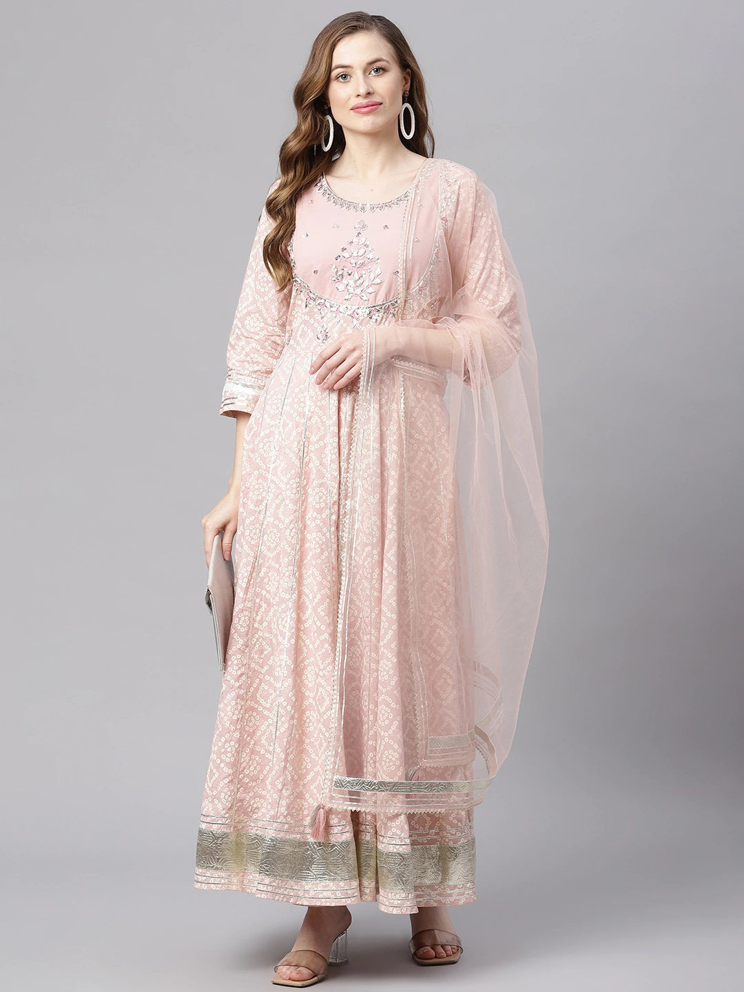 Floral Tiered Cotton Anarkali Dress – Hatheli