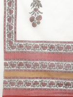 Thumbnail for Wahe-NOOR Women's White Cotton Kurta Pant Set With Dupatta - Distacart