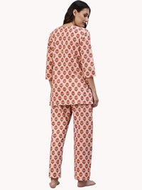 Thumbnail for Wahe-NOOR Women's Pink Cotton Loungewear /Nightwear Set - Distacart
