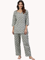 Thumbnail for Wahe-NOOR Women's Grey Color Cotton Loungewear/Nightwear - Distacart