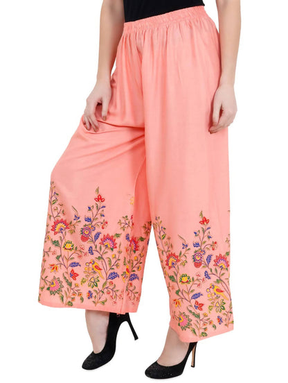 Mominos Fashion Peach Floral Design Palazzo