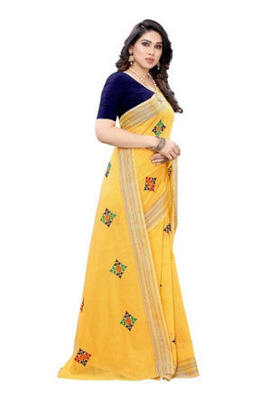 Vamika Chanderi Cotton Embroidery Yellow Saree 