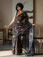 Thumbnail for Suta Black Floral Pure Cotton Saree - Distacart