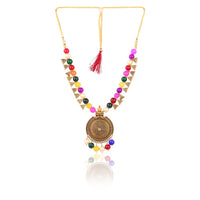 Thumbnail for Tehzeeb Creations Multi Colour Pearl Necklace And Earrings With Golden Plated
