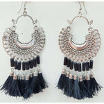 Thumbnail for Trendy Chandbali Black threads And Glass Pearls Hanging Earrings
