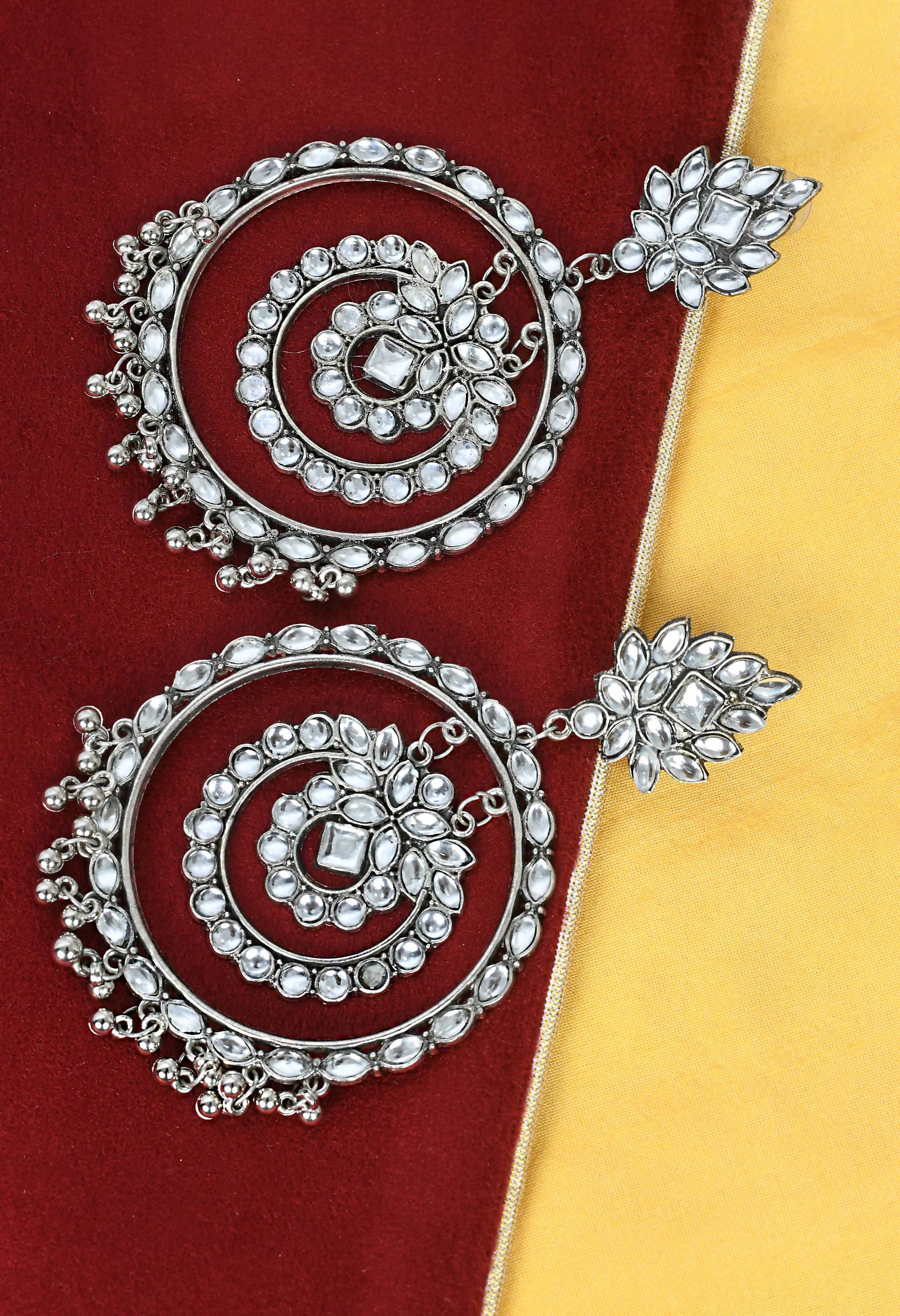 Mominos Fashion Johar Kamal Women's White Kundan Circles Earrings - Distacart