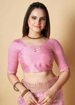 Thumbnail for Vamsee Pink Organza Saree - Distacart