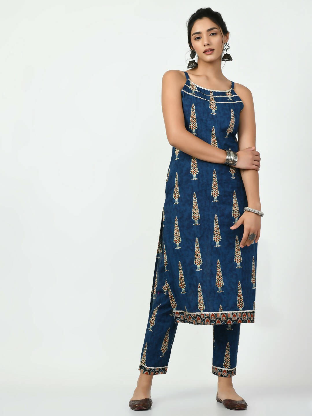 Myshka Women's Blue Straight Printed Kurta - Distacart