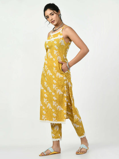 Myshka Women's Yellow Straight Printed Kurta - Distacart