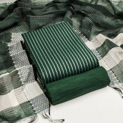 Green Cotton Jacquard Woven Unstitched Dress Material - Amara - Distacart