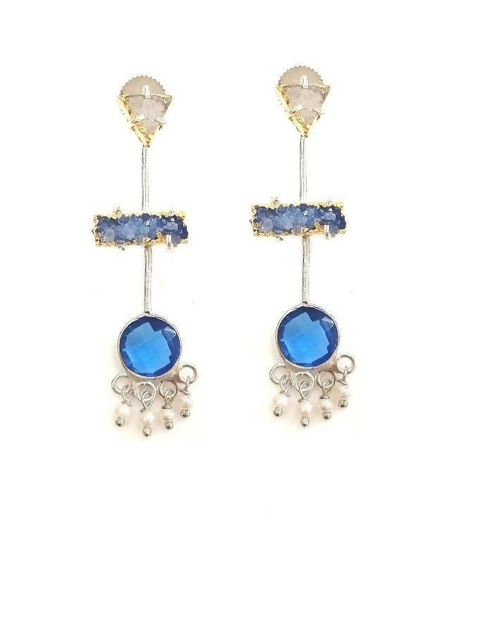 Bling Accessories Druzy Aqua Color Semi Precious Stone 92.5 Sterling Silver Earrings