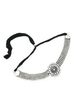 Thumbnail for Mominos Fashion Johar Kamal Oxidised Silver-Plated Brass Finish Kundan Choker For Women (Silver) - Distacart