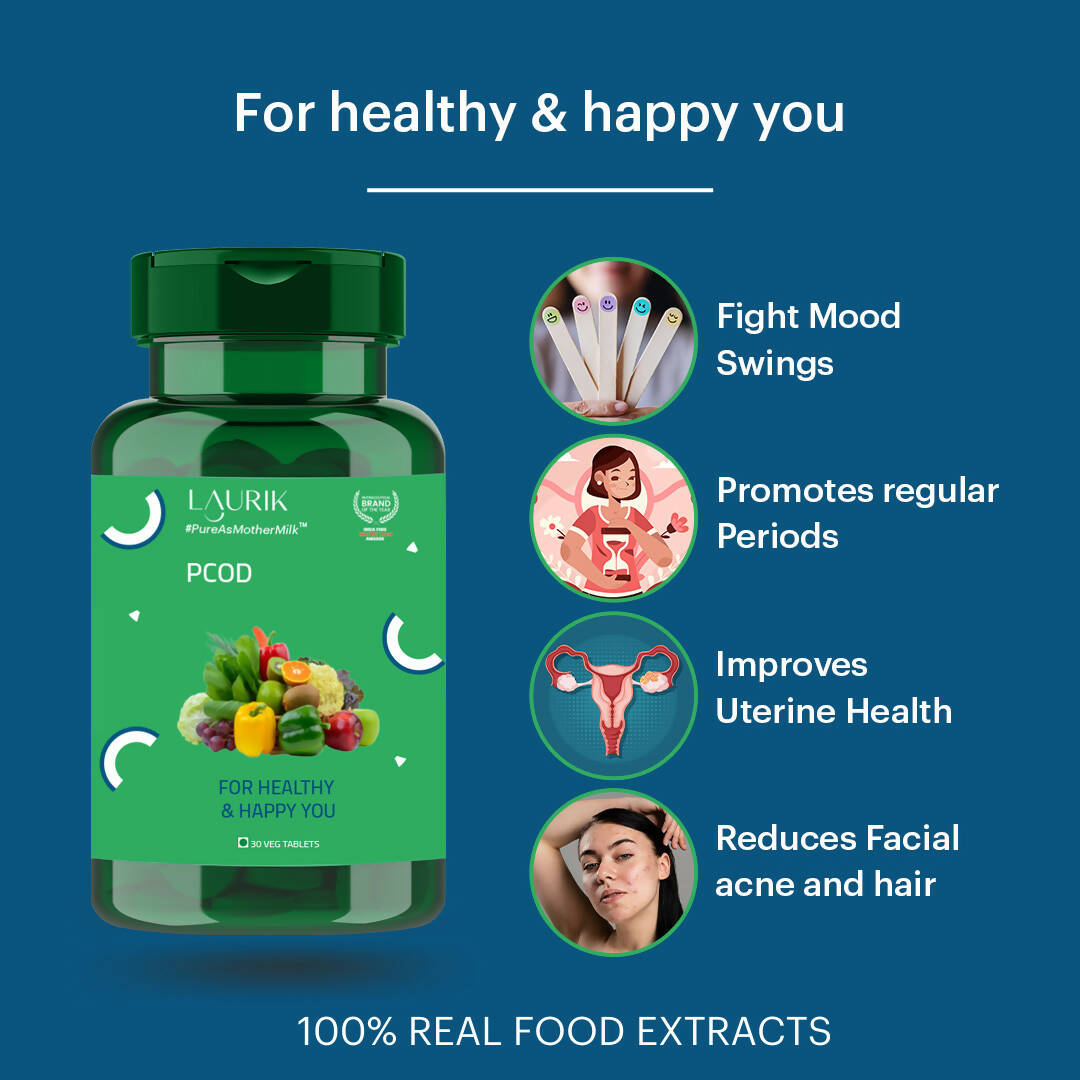 Laurik PCOD Balance Tablets With Vitamin D2, Folate And Inositol For Women Health - Distacart