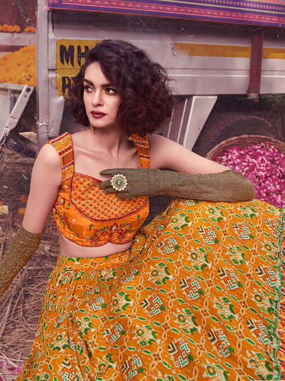 Myra Musturd Art Silk Embroidered Designer Lehenga - Distacart