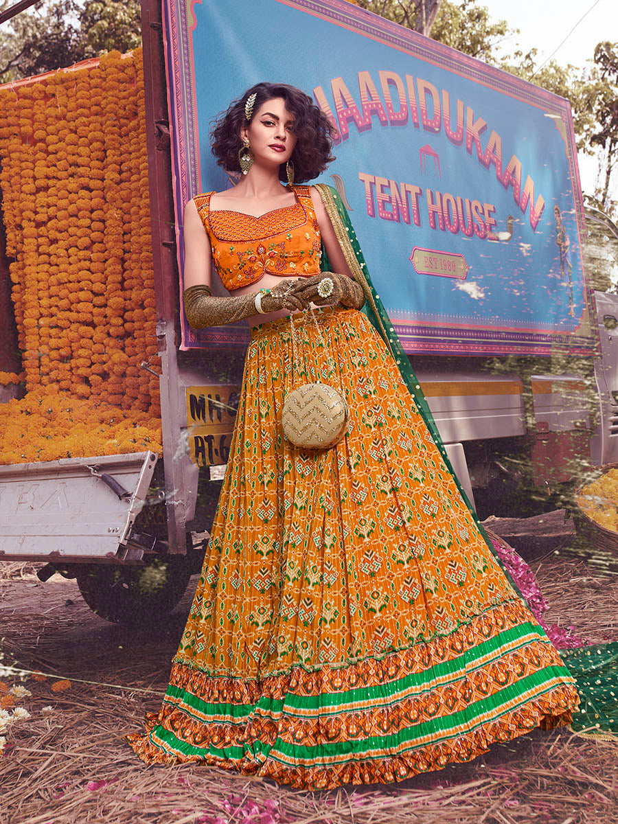 Myra Musturd Art Silk Embroidered Designer Lehenga - Distacart