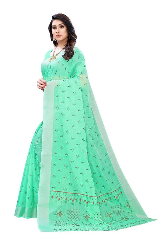 Vamika Green Chanderi Designer Saree (DIYA GREEN)	
