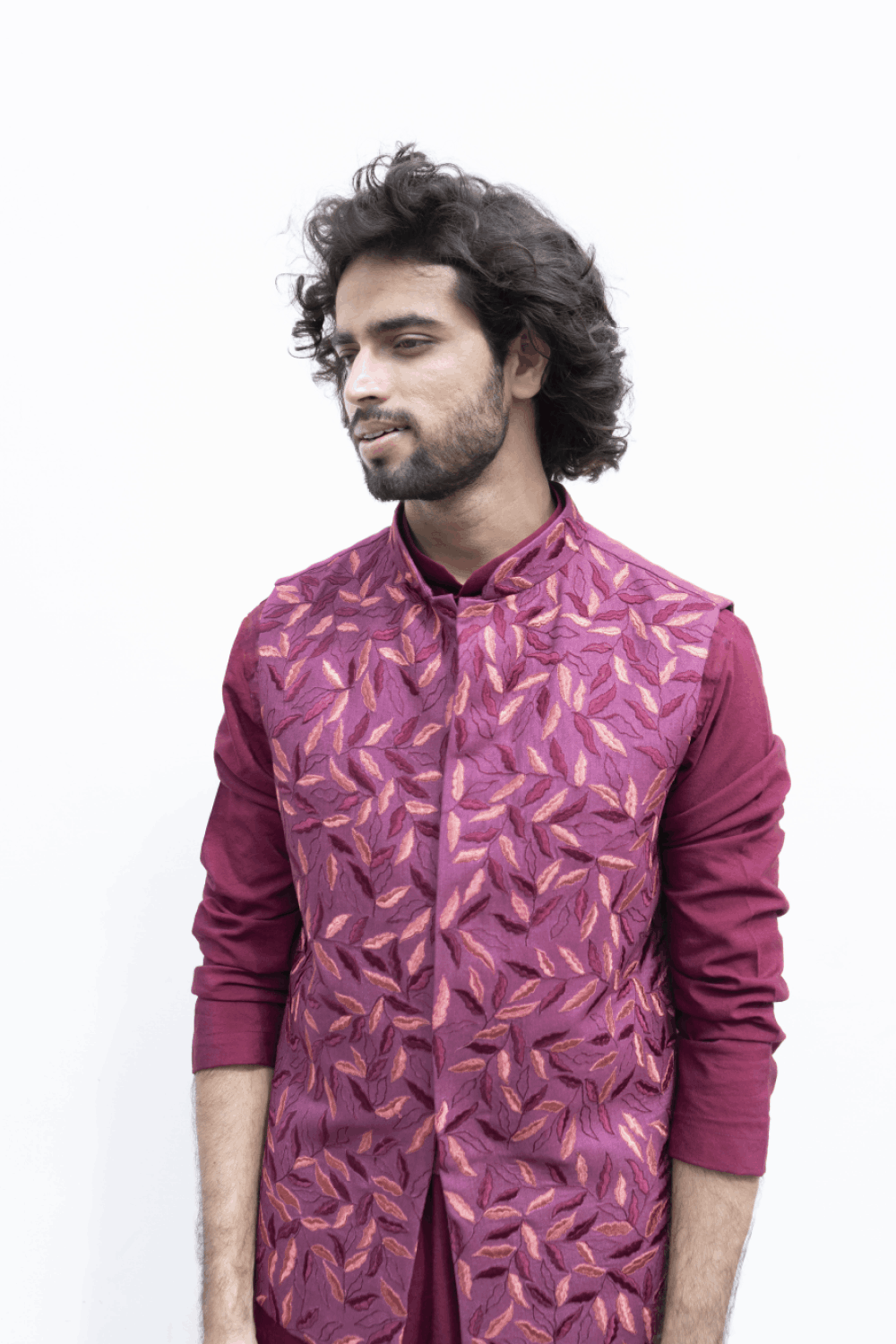 Magenta Designer Men's Nehru Jacket by Hilo Designs - Distacart