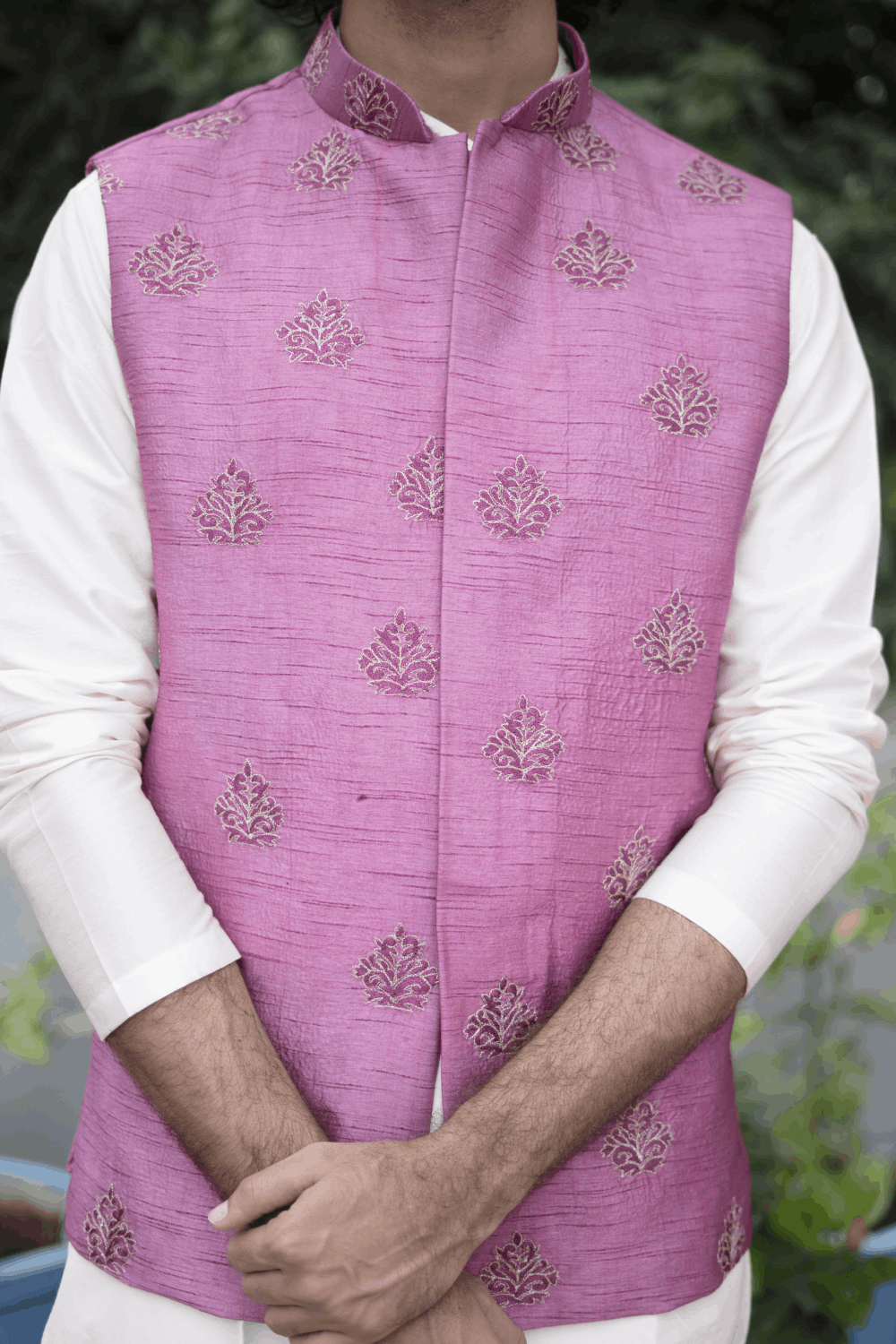 Mauve Designer Men's Nehru Jacket by Hilo Designs - Distacart