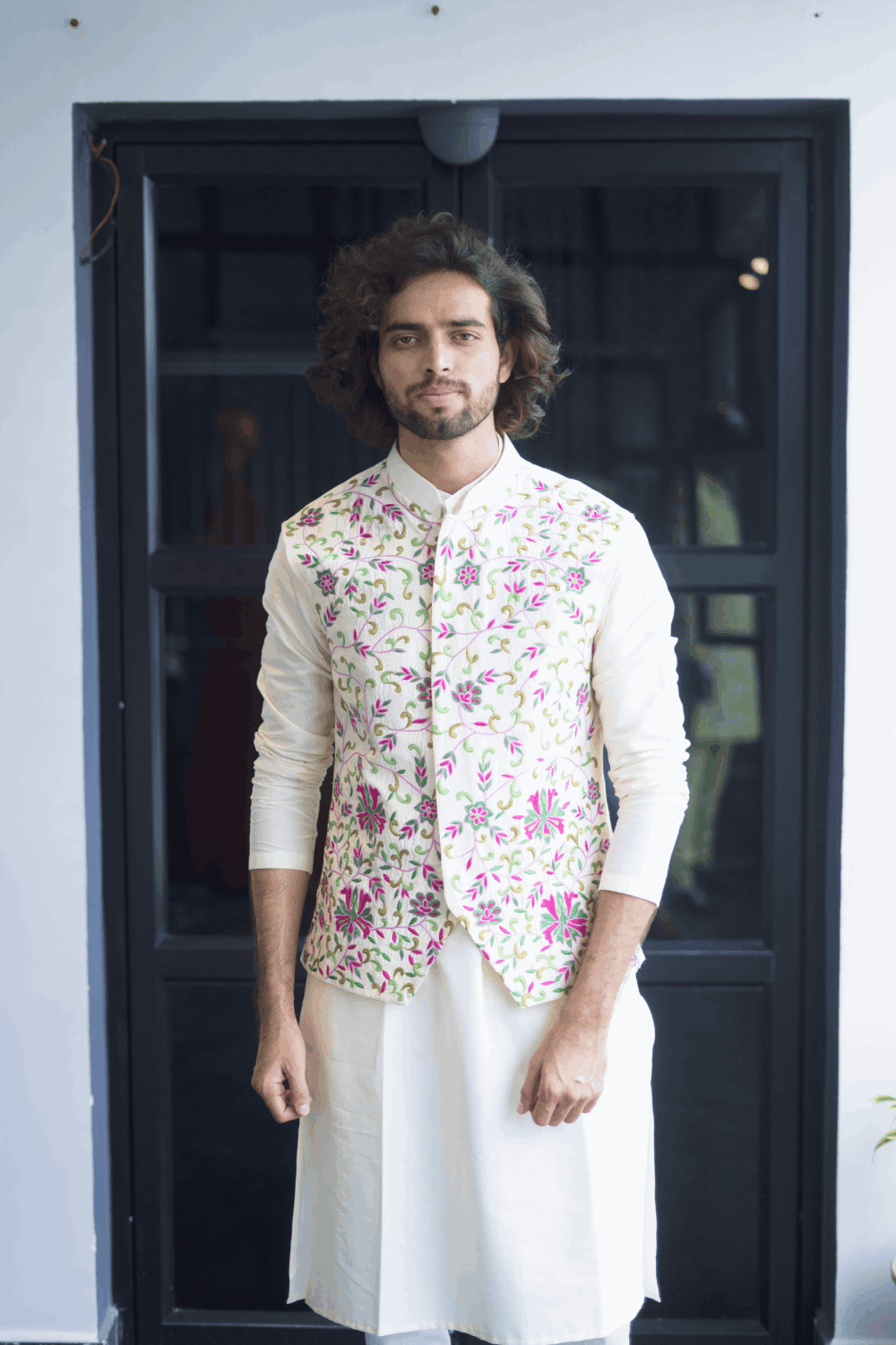 Off White Designer Men's Nehru Jacket by Hilo Designs - Distacart