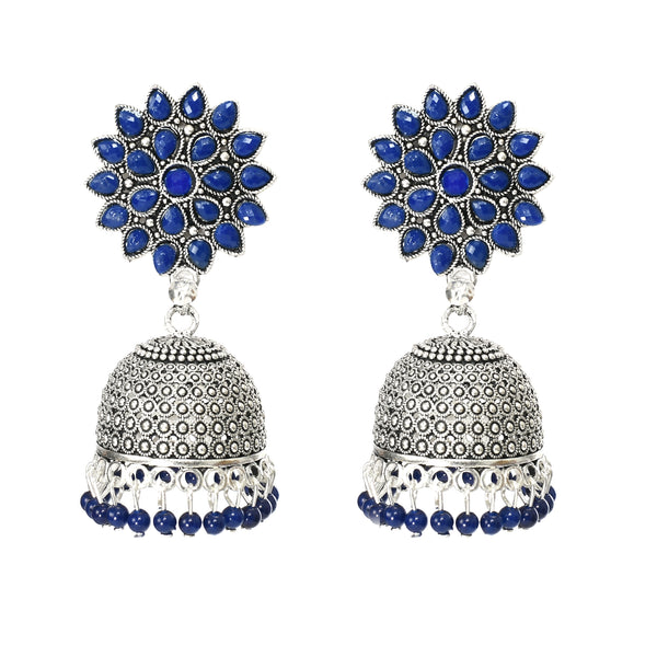 Mominos Fashion Joharkamal Kundan work Jhumka with Blue Beads - Distacart