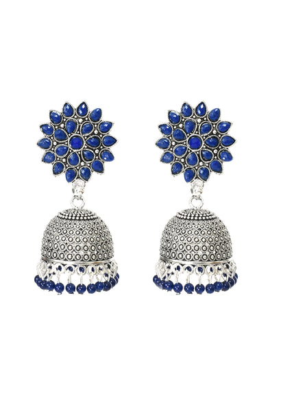 Mominos Fashion Joharkamal Kundan work Jhumka with Blue Beads - Distacart