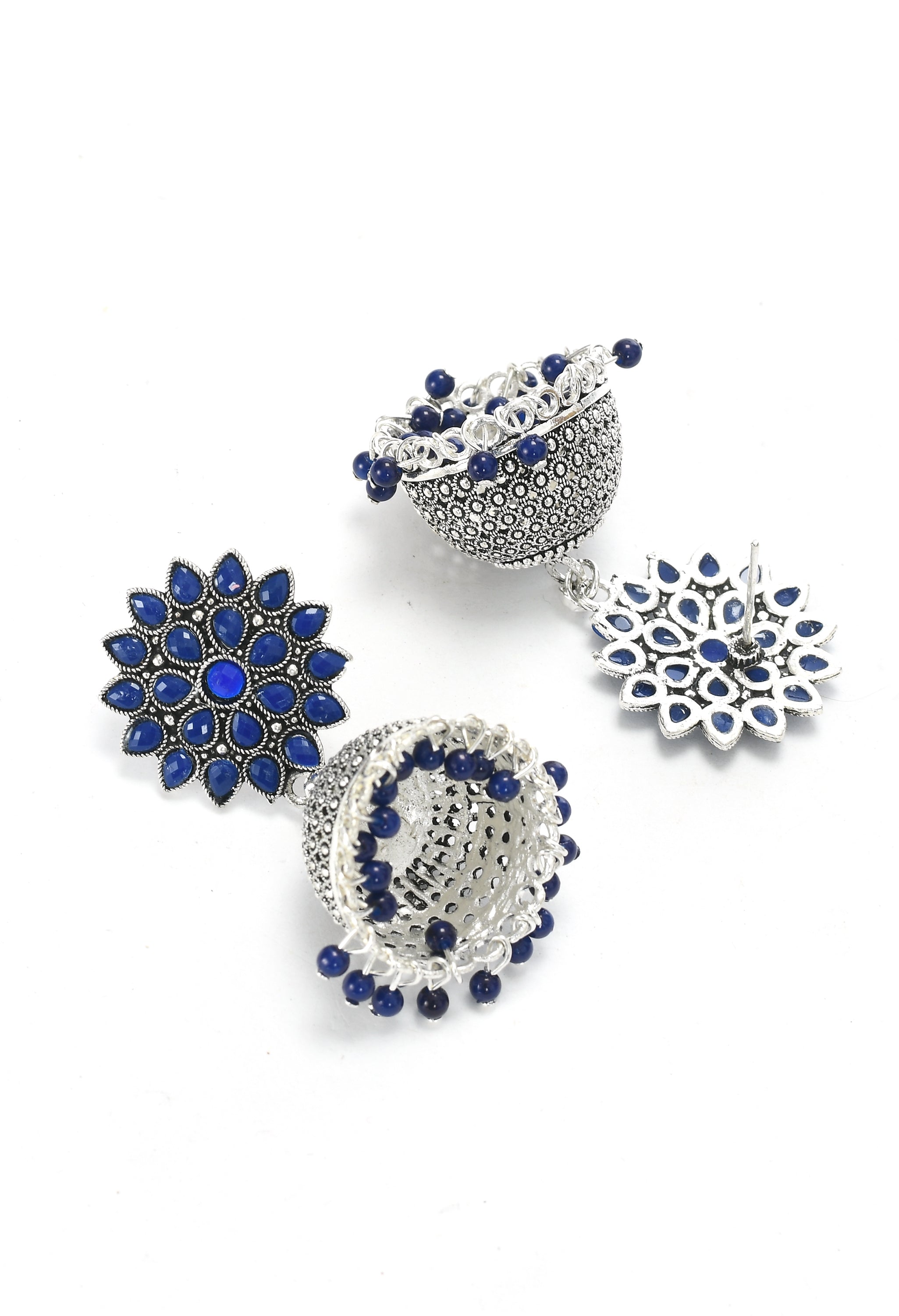 Mominos Fashion Joharkamal Kundan work Jhumka with Blue Beads - Distacart