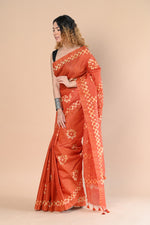 Thumbnail for Very Much Indian Authentic Handloom Pure Cotton Saree with Hand Batik Work - Distacart