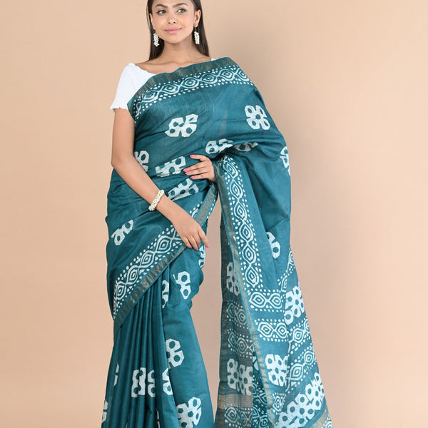 Very Much Indian Authentic Handloom Pure Cotton Saree with Hand Batik Work - Distacart