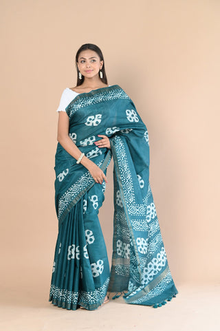 Very Much Indian Authentic Handloom Pure Cotton Saree with Hand Batik Work - Distacart
